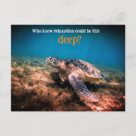 Zee schildpad ontspannen onder water feestdagenkaart