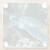 Zee Schildpad op de zeebodem Foto Glazen Onderzetter (Achterkant)