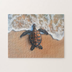Zee schildpad op het strand legpuzzel