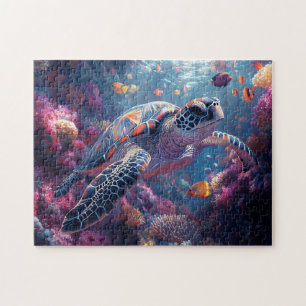 Zee Schildpad Paarse Koraal Reef Legpuzzel