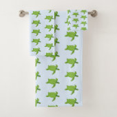 Zee schildpad patroon in lichtblauw bad handdoek (Insitu)