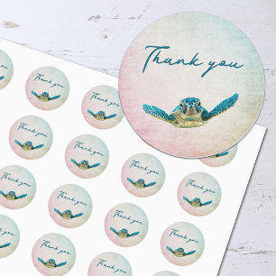 Zee Schildpad Ronde Dank u Trouwstickers Sticker