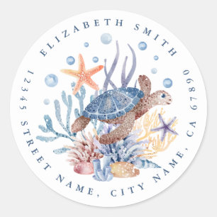 Zee Schildpad Ronde Stickers