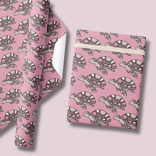 Zee schildpad roze cadeaupapier