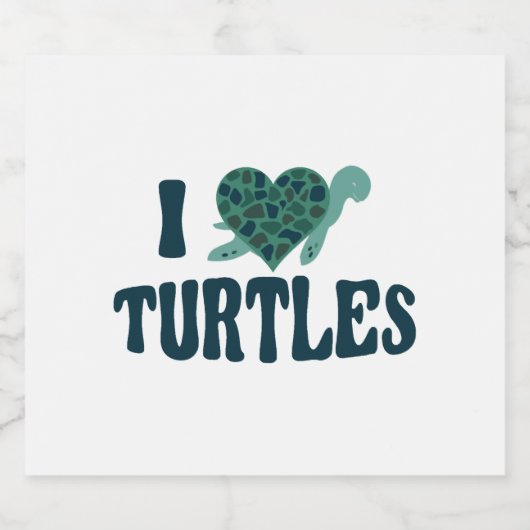 Zee schildpad schildpad hart ik hou sparkling wijnetiket (Enkel label)