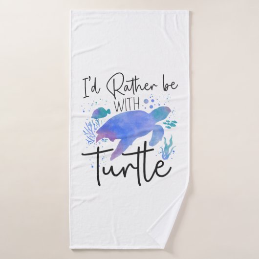 Zee schildpad schildpad Waterverf ik zou Badhanddoek (Badhanddoek)