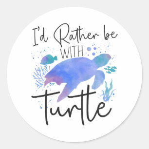 Zee schildpad schildpad Waterverf ik zou Ronde Sticker