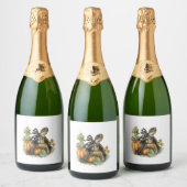 Zee Schildpad Shirt Dieren Herfst Pompoen Sparkling Wijnetiket (Flessen)