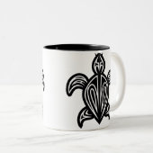 Zee schildpad silhouet tweekleurige koffiemok (Voorkant rechts)