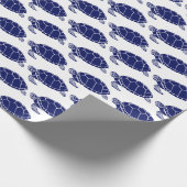 Zee schildpad Silhouette Tekening Blauw Cadeaupapier (Hoek)