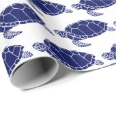 Zee schildpad Silhouette Tekening Blauw Cadeaupapier (Rol Hoek)