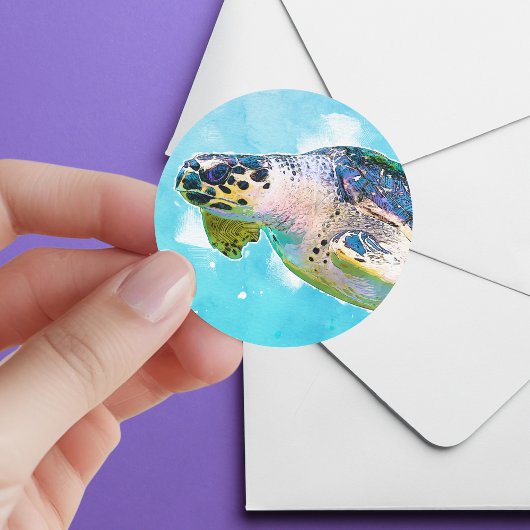 Zee Schildpad Sticker Zegel