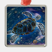 Zee schildpad Universe Waterverf Ornament