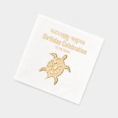 Zee Schildpad Verjaardagsfeest #2 Naam Datum Folie Servetten (Links)