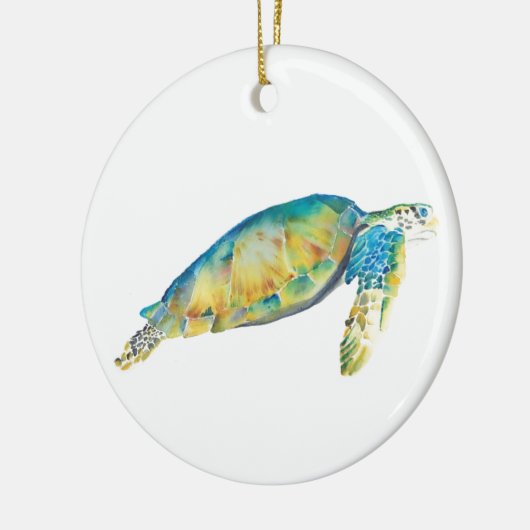 Zee schildpad voor kerstversiering keramisch ornament (Links)