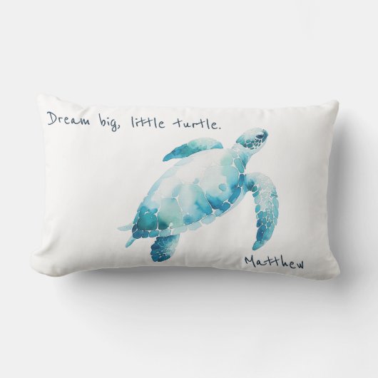 Zee Schildpad Waterverf Blauw Minimal Nursery Kussen (Voorkant)