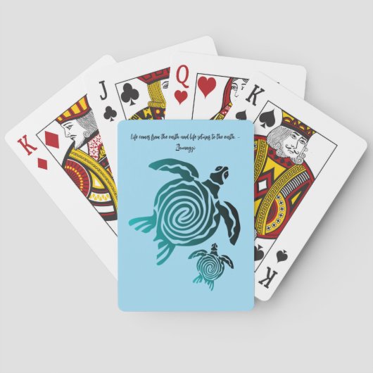 Zee schildpad Woodblock Print... Speelkaarten (Achterkant)
