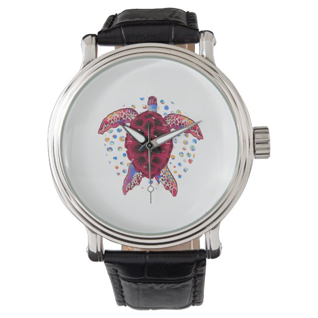 Zee schildpad zeedier gift schildpad horloge (Voorkant)