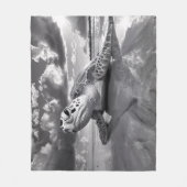 Zee Schildpad Zwart-wit kunst Fleece Deken (Voorkant)