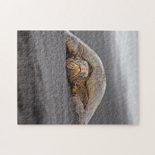Zee Schildpad - Zwart Zandstrand - Hawaii Puzzel Legpuzzel (Horizontaal)