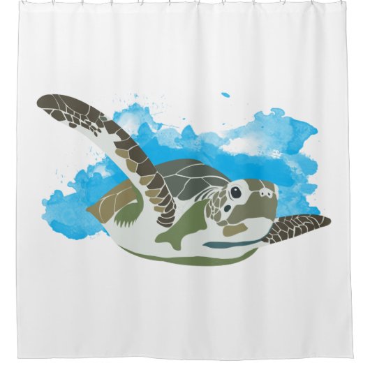 Zee schildpad zwemmen in ontwerp Waterverf Douchegordijn (Voorkant)