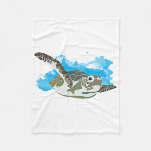 Zee schildpad zwemmen in ontwerp Waterverf Fleece Deken