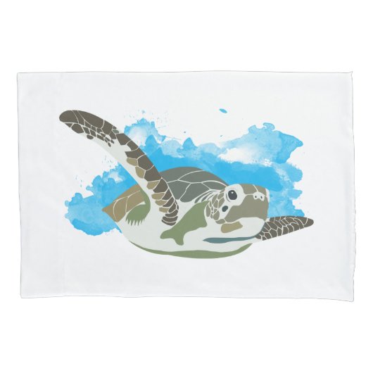 Zee schildpad zwemmen in ontwerp Waterverf Kussensloop (Voorkant)