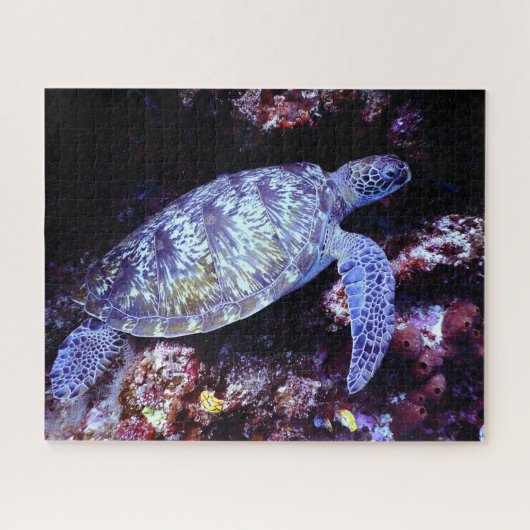 Zee schildpad zwemmen met levend koraal legpuzzel (Horizontaal)