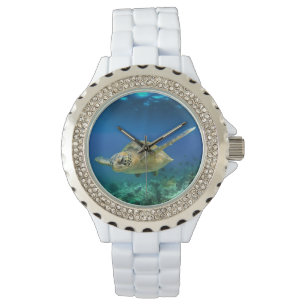 Zee schildpad zwemt onderwater horloge