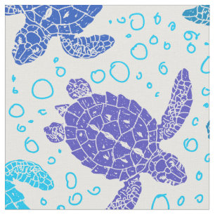 Zee schildpadden blauw. stof