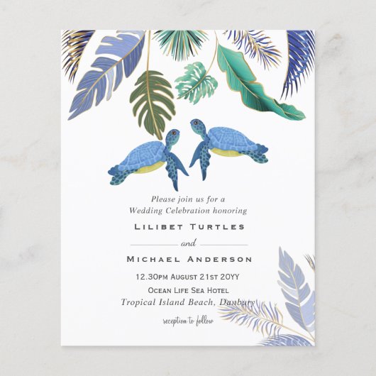 Zee Schildpadden Bruiloft Blauw Geel (Voorkant)