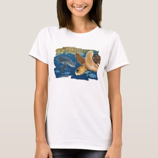 Zee schildpadden in T-shirt met Habitat (Voorkant)