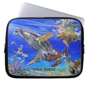 Zee schildpadden Kunst op maat Laptop Sleeve