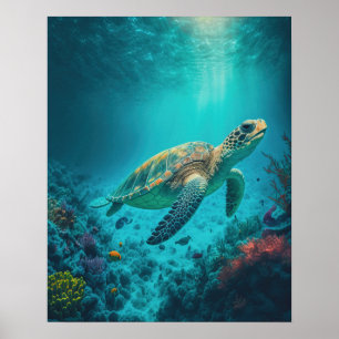 Zee Schildpadden Mariene Naturen Poster