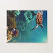 Zee schildpadden onderwater zwemmen legpuzzel (Horizontaal)