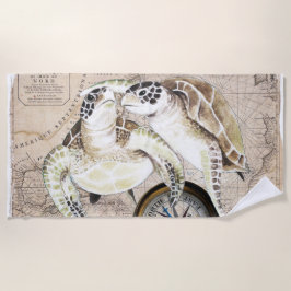 Zee schildpadden  Waterverf Collage Art Strandlaken