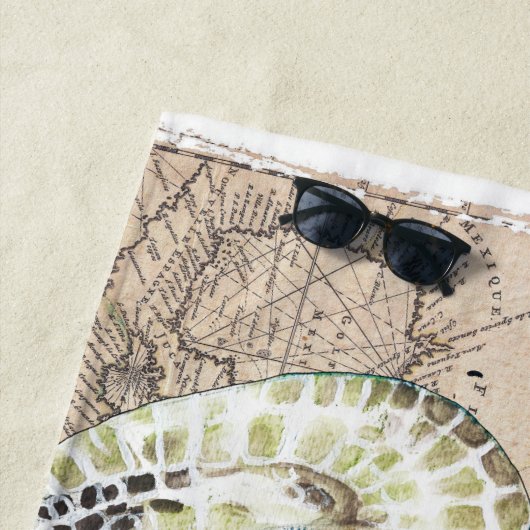 Zee schildpadden Waterverf Collage Art Strandlaken (In situ)