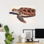 Zee Schildpadden Waterverf kunst Poster (Thuiskantoor)