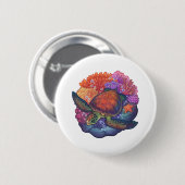 Zee schildpadreef ronde button 5,7 cm (Voorkant /achterkant)