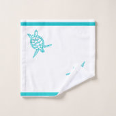 Zee Schroefkamer Blauwgroen Witte handdoek (Wasdoekje)