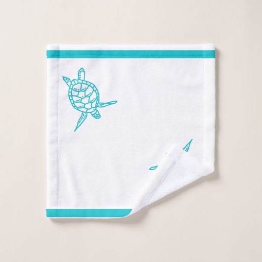 Zee Schroefkamer Blauwgroen Witte handdoek (Wasdoekje)