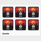 Zee Schroefschildpad Monogram Naam Markering Foto Vierkante Sticker (Vel)