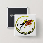 Zee Schroefschildpad Vierkante Button 5,1 Cm (Voorkant /achterkant)