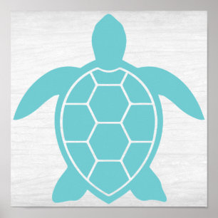Zee Schrootschildpad in Ocean Seafoam Green Blue Poster