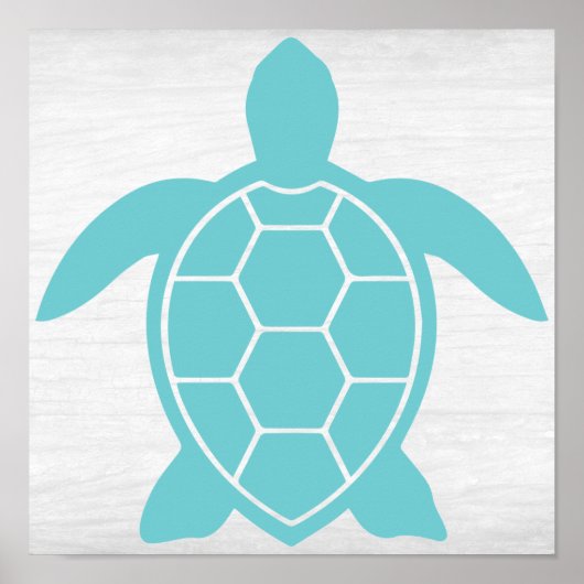 Zee Schrootschildpad in Ocean Seafoam Green Blue Poster (Voorkant)