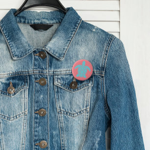 Zee Schrootschildpad in Ocean Seafoam Green Blue Ronde Button 3,2 Cm