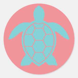 Zee Schrootschildpad in Ocean Seafoam Green Blue  Ronde Sticker