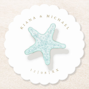 Zee Schuim Beach Wedding Starfish ID837 Kartonnen Onderzetters