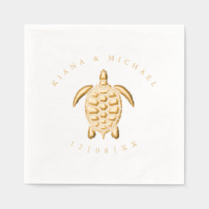 Zee Schuim Beach Wedding Turtle ID837 Folie Servetten