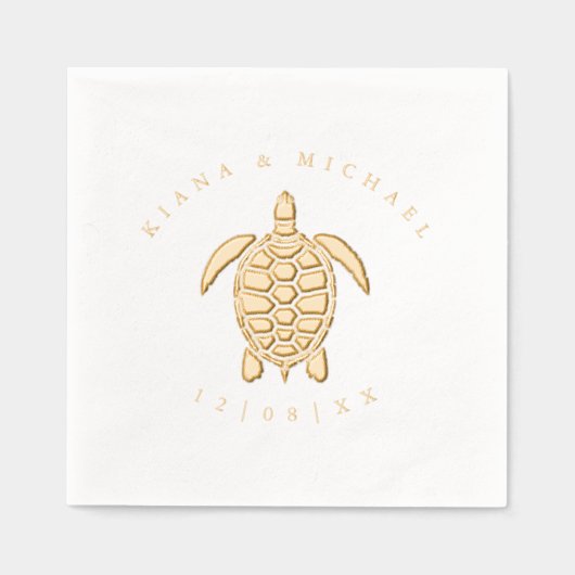Zee Schuim Beach Wedding Turtle ID837 Folie Servetten (Voorkant)